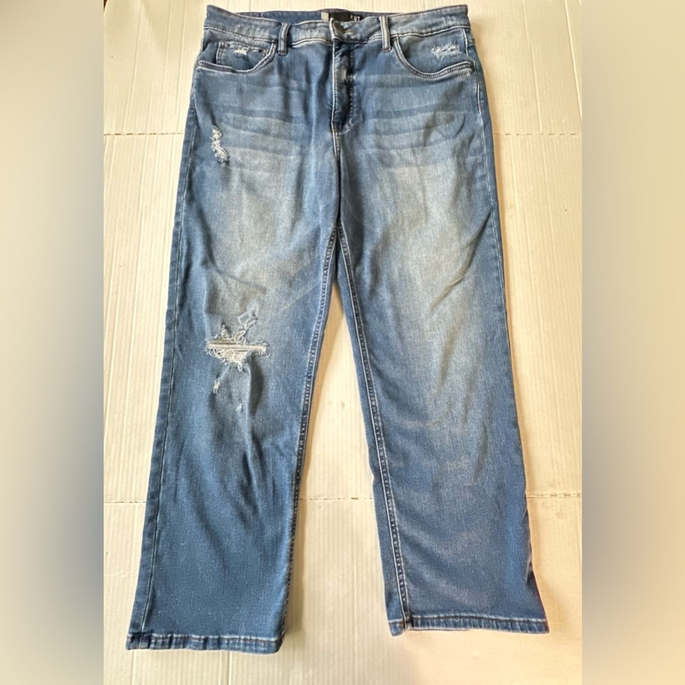 Kut From The Kloth Elizabeth Straight Crop Jeans Womens 14 Blue High Rise Fab Ab